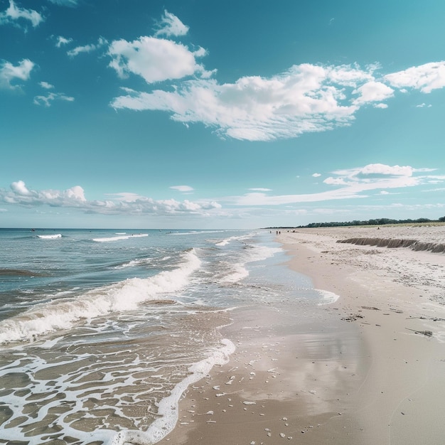 Zonnig kuststrand met golven Jurmala Beach Zomerbeeld