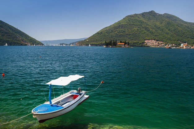 Zonnig mediterraan landschap Montenegro Baai van Kotor