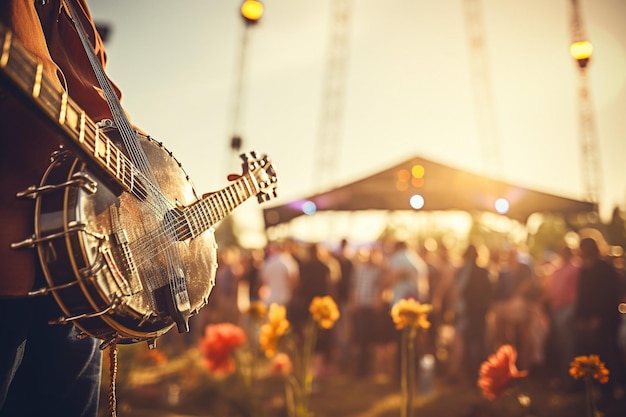 Foto zonnig openlucht volksmuziekfestival