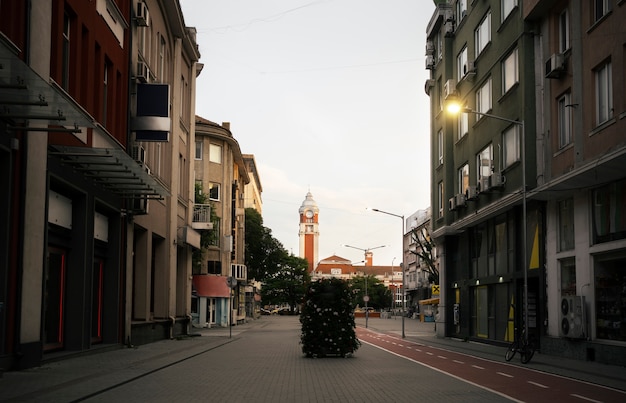 Foto zonnig stadslandschap