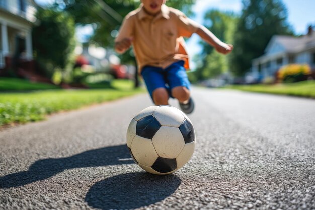 Zonnig straatvoetbal met intensiteit