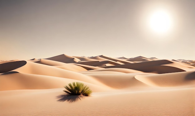 Foto zonnig woestijnlandschap rustige schoonheid in gouden tinten