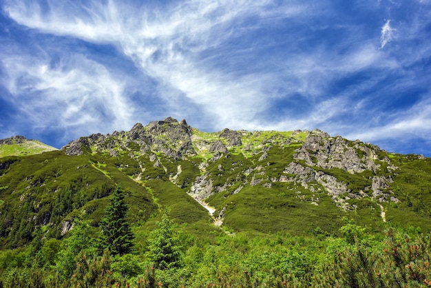 Zonnige dagmening van de Tatra-bergen op de grens van Polen en Slowakije