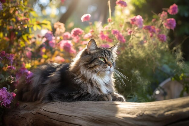 Foto zonnige tuinretraite voor harige katten