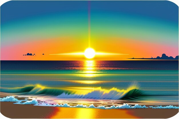 Zonnopgang en zonsondergang licht op de oceaan strand eiland prachtige natuurlijke landschap achtergrond behang