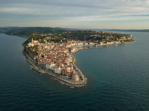 Zonsondergang aan de Adriatische Zee Piran Slovenië