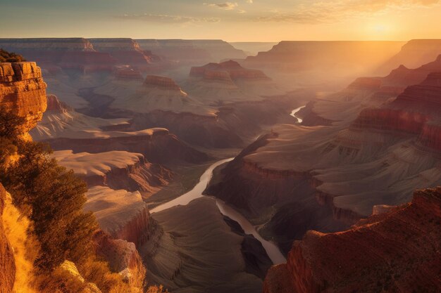 Zonsondergang bij de majestueuze en imposante generatieve IA van de Grand Canyon