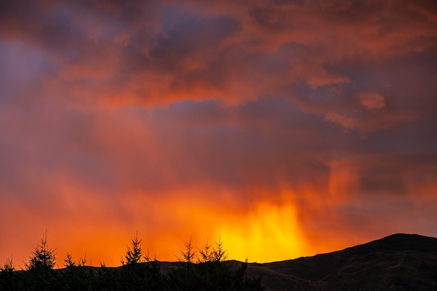 Zonsondergang bij wanaka