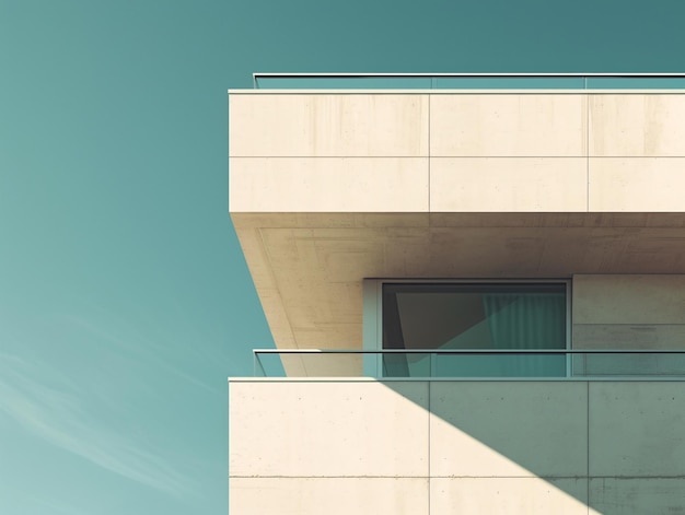 Zonsondergang gloeit op moderne minimalistische gebouw gevel Generatieve AI