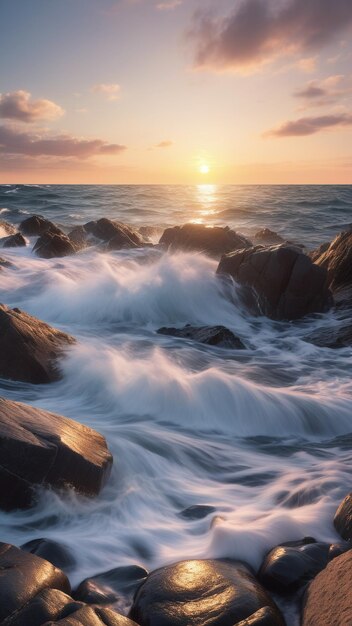 Zonsondergang golven