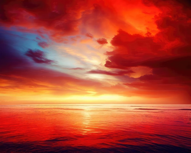 Zonsondergang hemel met reflecties in water zonlicht en gekleurde oranje wolken