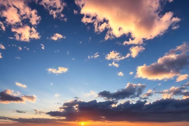 zonsondergang hemelachtergrond met kleine wolken realistisch