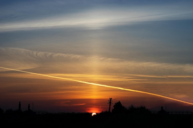 Zonsondergang horizon landschap achtergrond hd