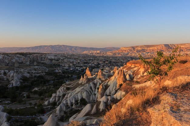 Zonsondergang in de bergen van Cappadocië Anatolië Turkije