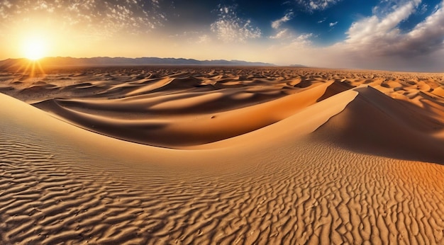 zonsondergang in de woestijn panoramische woestijn scène zand in dewoestijn landschap in de woustijn