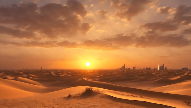 Zonsondergang in de woestijn Zonsondergang in de woestijn in Dubai, VAE