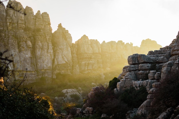 Zonsondergang in het park el torcal nationaal park torcal de antequera provincie malaga andalusië spanje