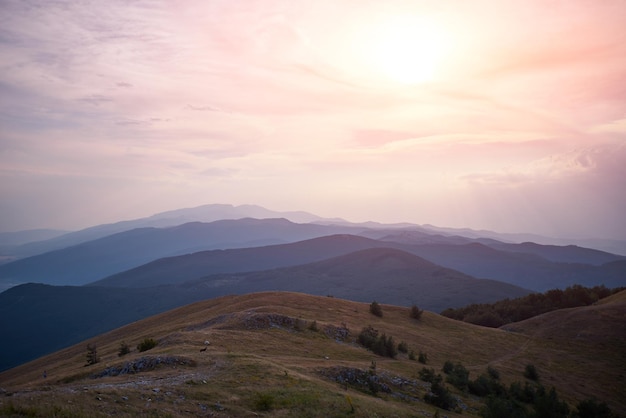 Zonsondergang in rodopegebergte