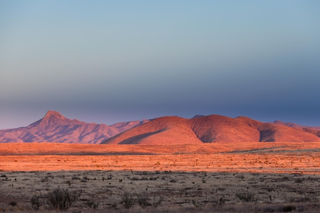 Zonsondergang licht hoog woestijnlandschap New Mexico VS