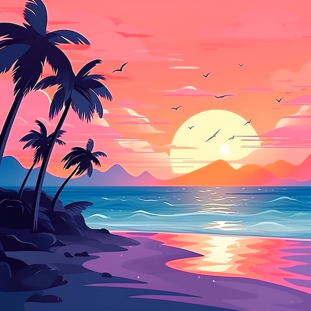 zonsondergang of zonsopgang in de oceaan natuur landschap zonsondergang landschap met meer gegenereerd door AI