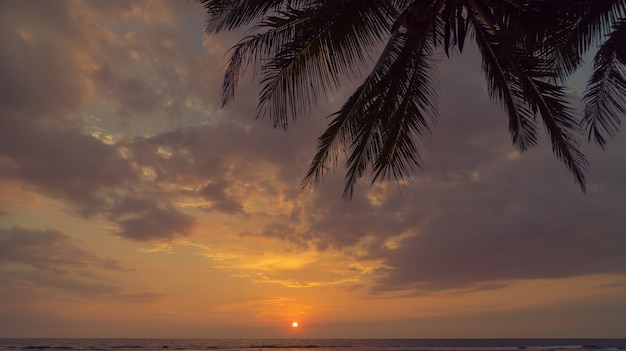 Zonsondergang op de kust van de Indische Oceaan.