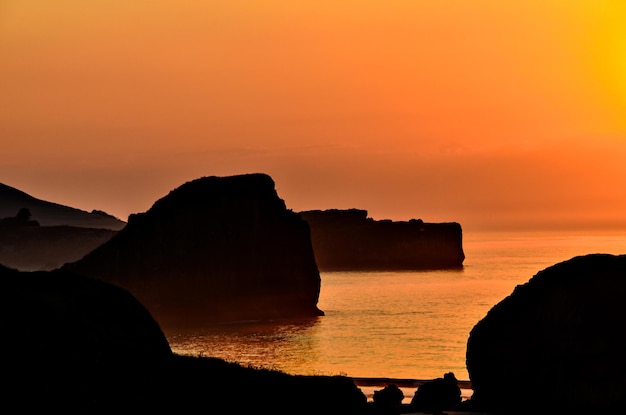 Zonsondergang op de stranden van Asturië.