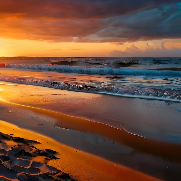 zonsondergang op een strand