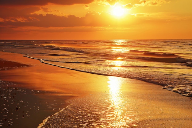 zonsondergang op het strand met een zonsondergang