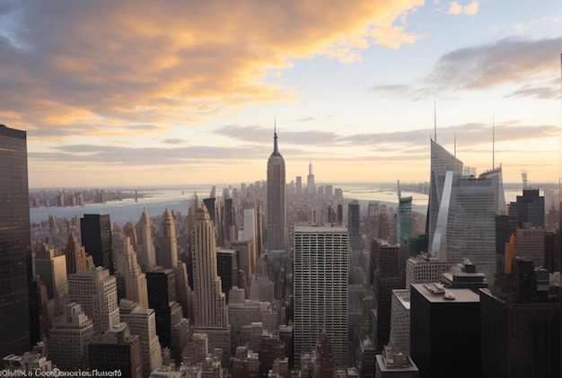 Zonsondergang op Manhattan