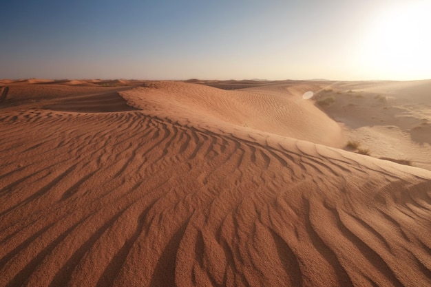 Zonsondergang over de duinen in de woestijn