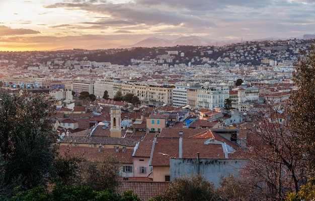 Zonsondergang over de Franse Rivièra van Nice