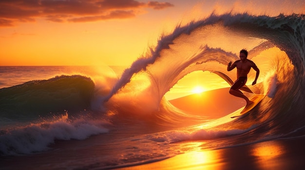 Zonsondergang surfen