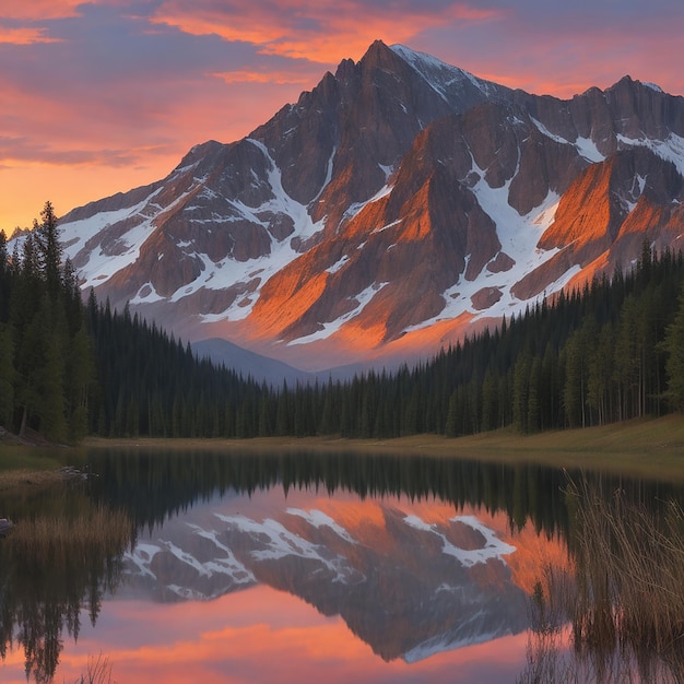 Zonsondergang weerspiegelt christelijke bergspiritualiteit in natuur schoonheid gegenereerd door AI