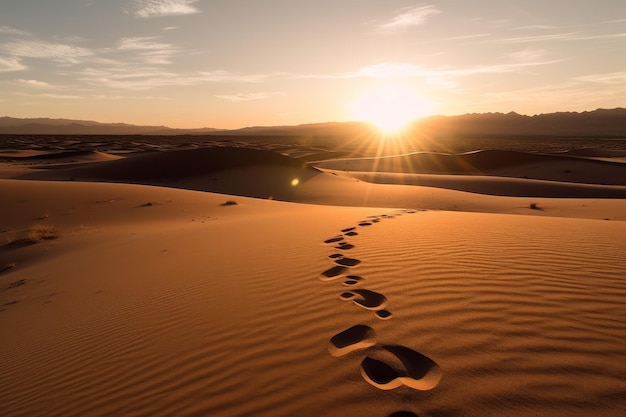 Zonsondergang woestijn Marokko zon Genereer Ai