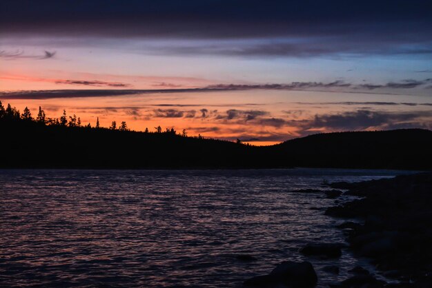 Zonsondergangkleuren op de rivier