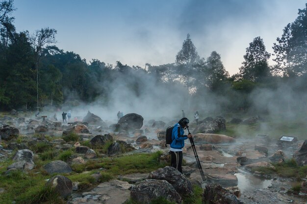 Zonsopgang achter hete springn Lampang