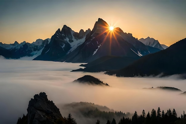 Zonsopgang boven een bergdal