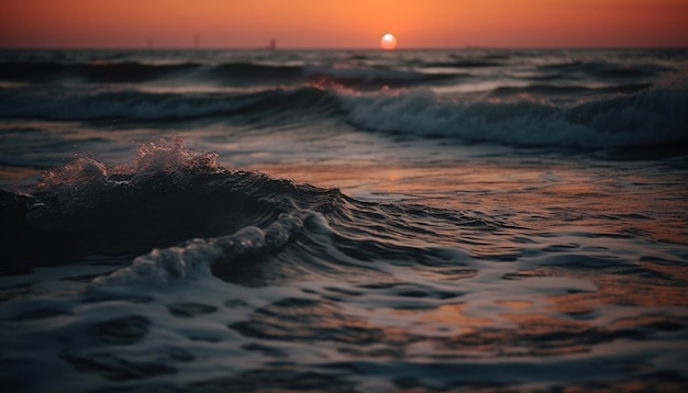 Zonsopgang boven het rustige zeegezicht, de natuurschoonheid weerspiegeld, gegenereerd door kunstmatige intelligentie