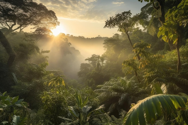 Zonsopgang in Jungles Generatieve AI