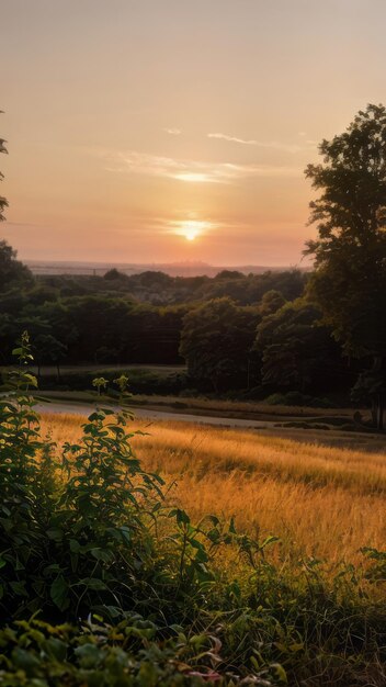 zonsopgang landschap foto van een veld met bomen