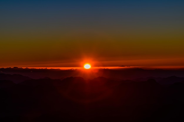 Zonsopgang op de berg Sinaï Sinaï schiereiland Egypte