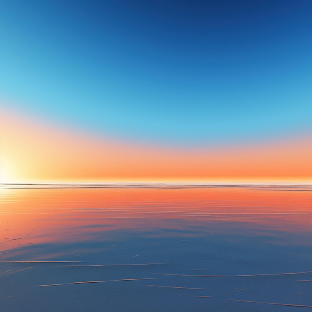 Foto zonsopgang op het strand minimalistische achtergronden oranje en blauw