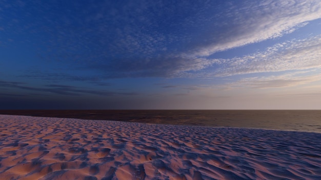 zonsopgang strandzand 3D-weergave