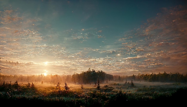 Zonsopgangtijd van bosveldlandschap natuur