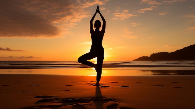 zonsopgangyoga op het strand