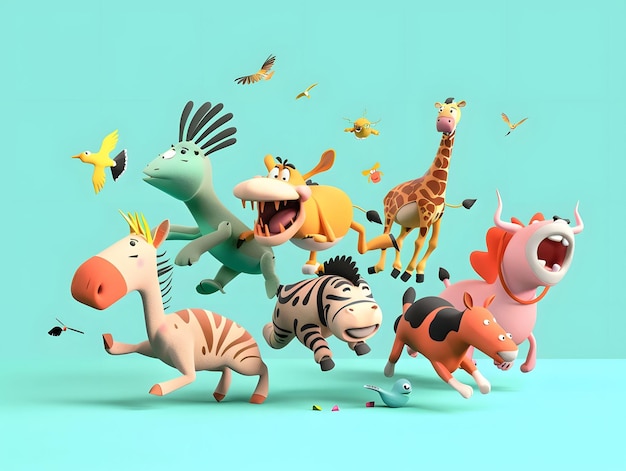 Photo zoo escape frenzy whimsical 3d cartoon animal mayhem