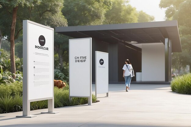 動物園の展示情報シグネチャーのモックアップデザインを配置するための空白の空白スペース