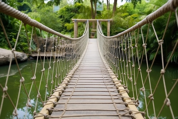 Foto caratteristica elemento del ponte a corda sospeso dello zoo