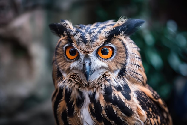 動物園にはかわいいフクロウのワシの鳥がいます