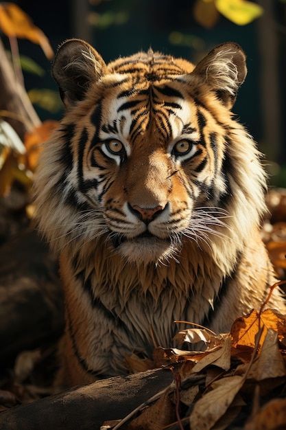 Photo a zoo tiger with trees in the background generative ai